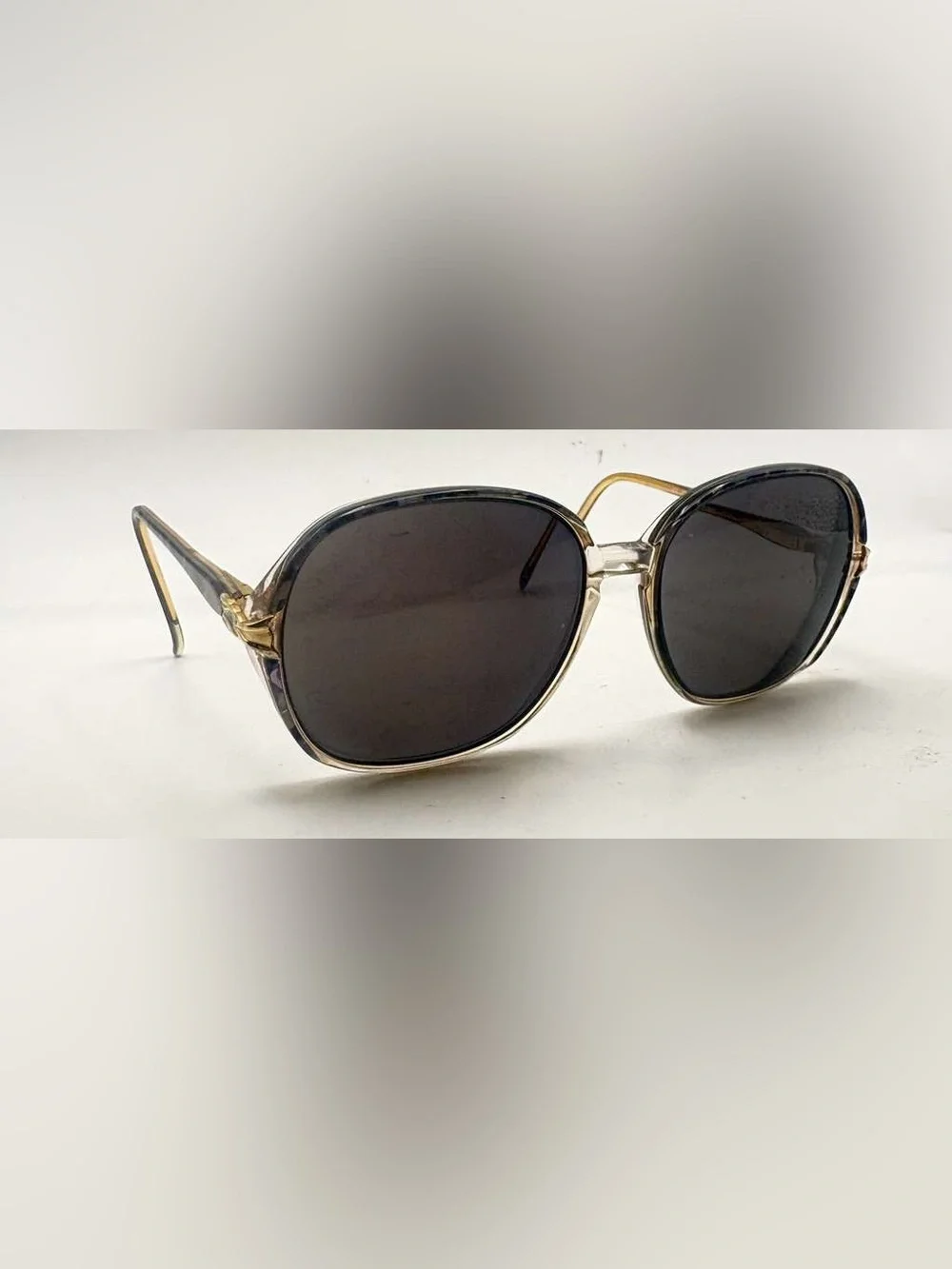 K105 Gray Translucent Oval Sunglasses Frames Only